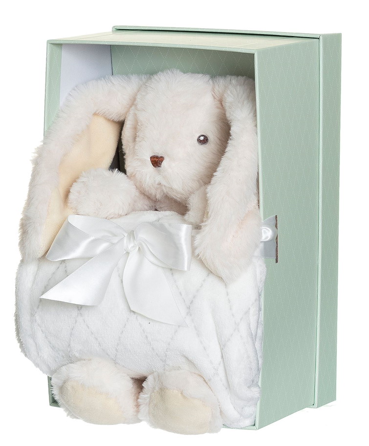 Plüsch Hase Svea 30  cm mit Fleecedecke