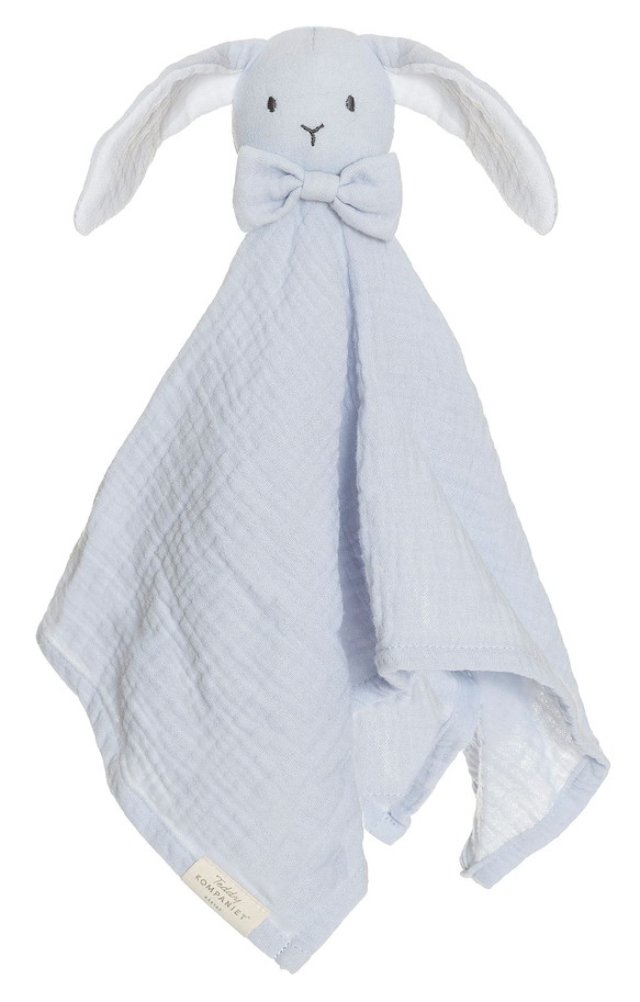 Schmusetuch Hase blau 40  cm aus BIO-Baumwolle