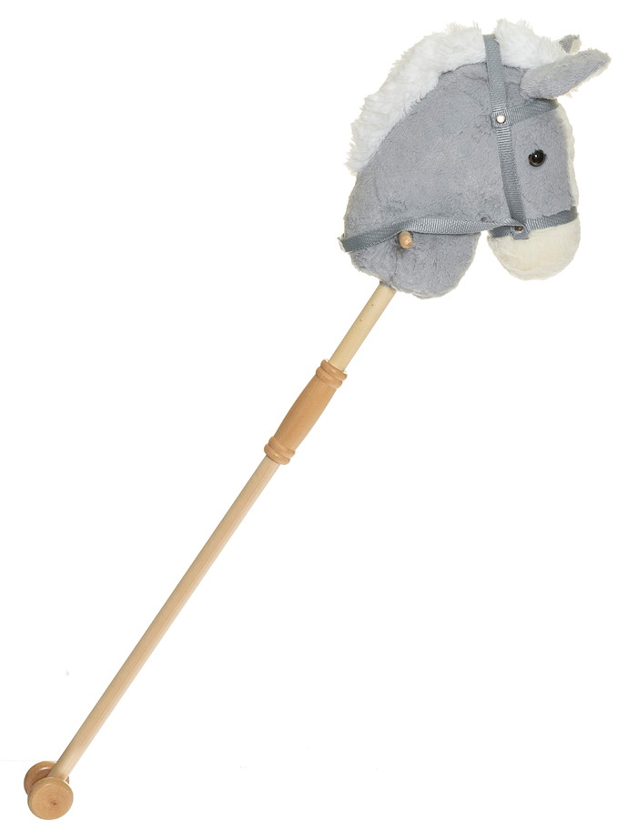 Plüsch Steckenpferd grau mit schwarzer Mähne 100  cm