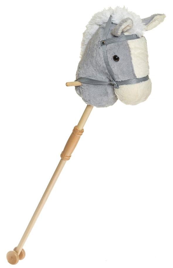 Plüsch Steckenpferd grau mit schwarzer Mähne 100  cm