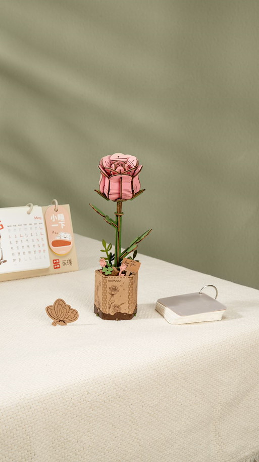 Holzbausatz Rose rosa