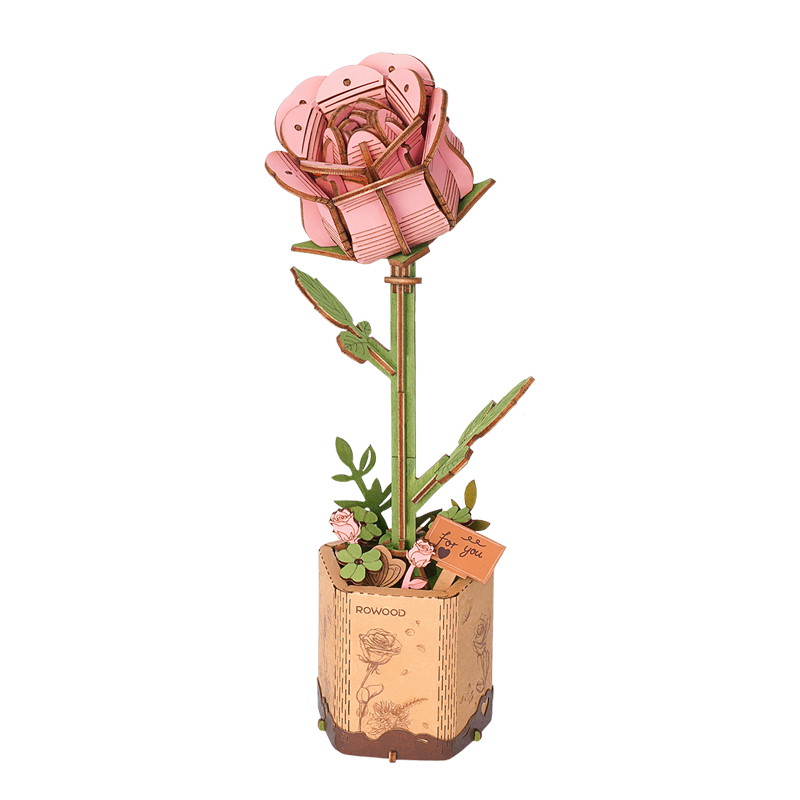 Holzbausatz Rose rosa