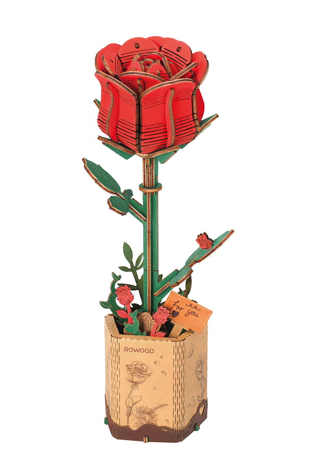 Holzbausatz Rose rot