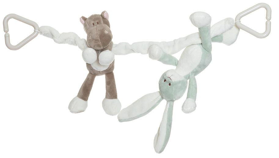 Diinglisar Kinderwagenkette Hase & Nilpferd 40  cm