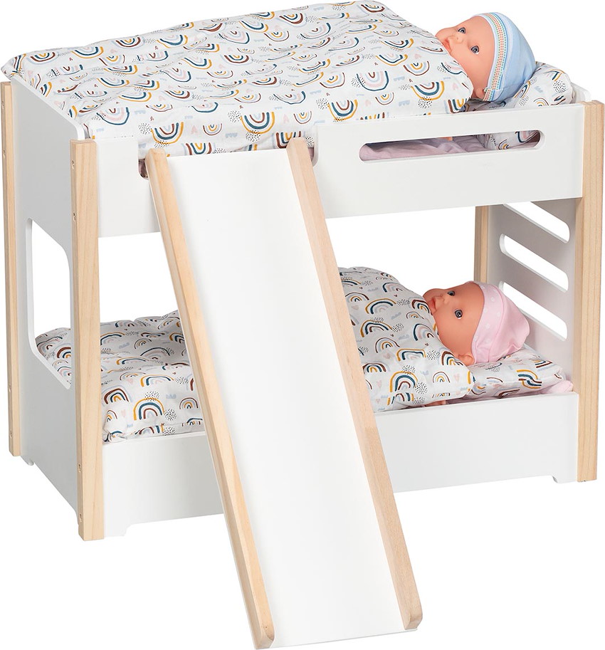 Puppen-Etagenbett mit Rutsche (ohne Puppen & Bettzeug)