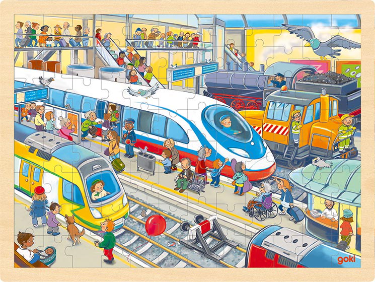 Einlegepuzzle Bahnhof, 96 Teile