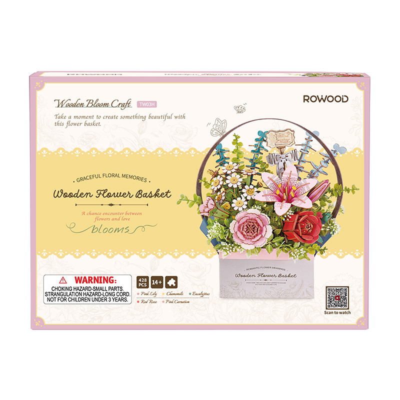 Modellbausatz 'Wooden Flower Basket'