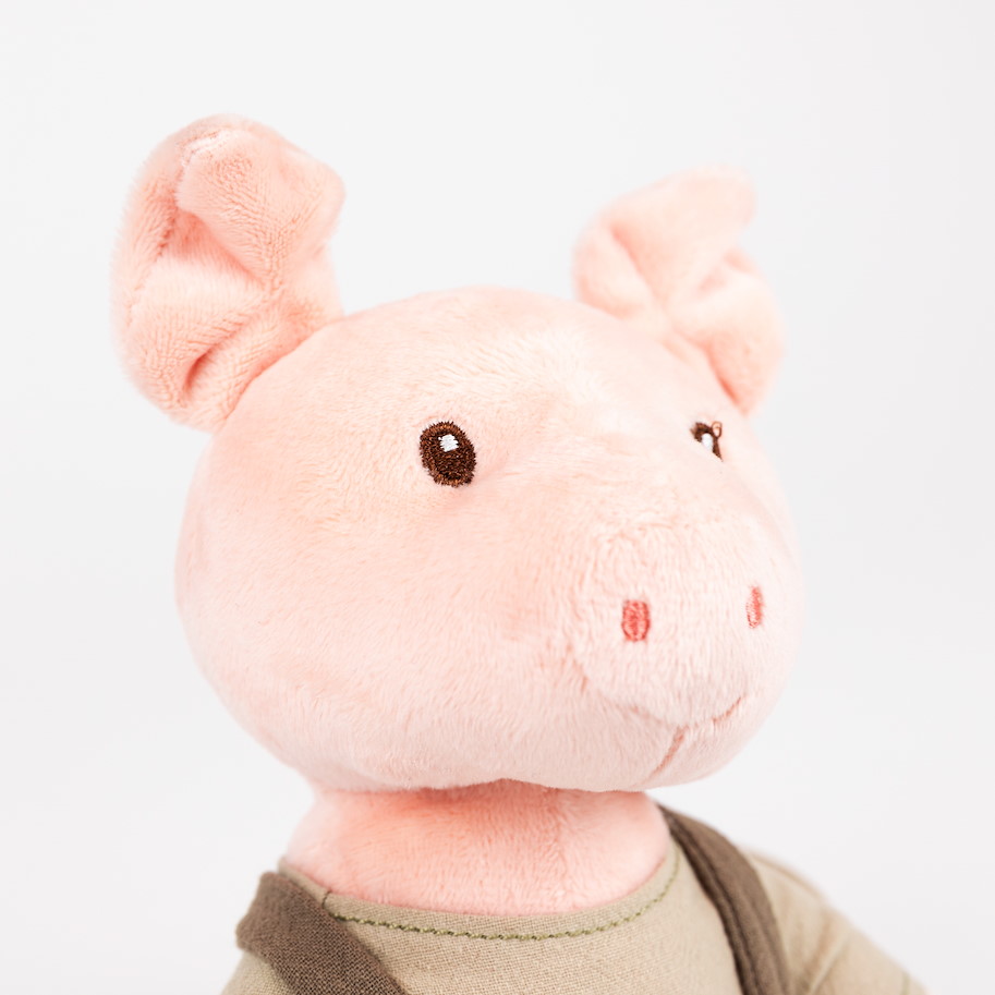Plüsch Schweinchen Bart in Kleidern 26 cm