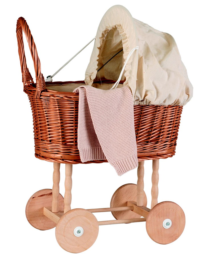 Kinderwagen geflochten Eiweiss