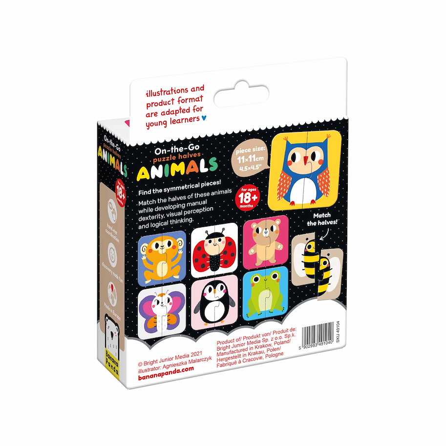 Puzzle "On-the-Go Halves Animals" 18m+ / 16 Teile