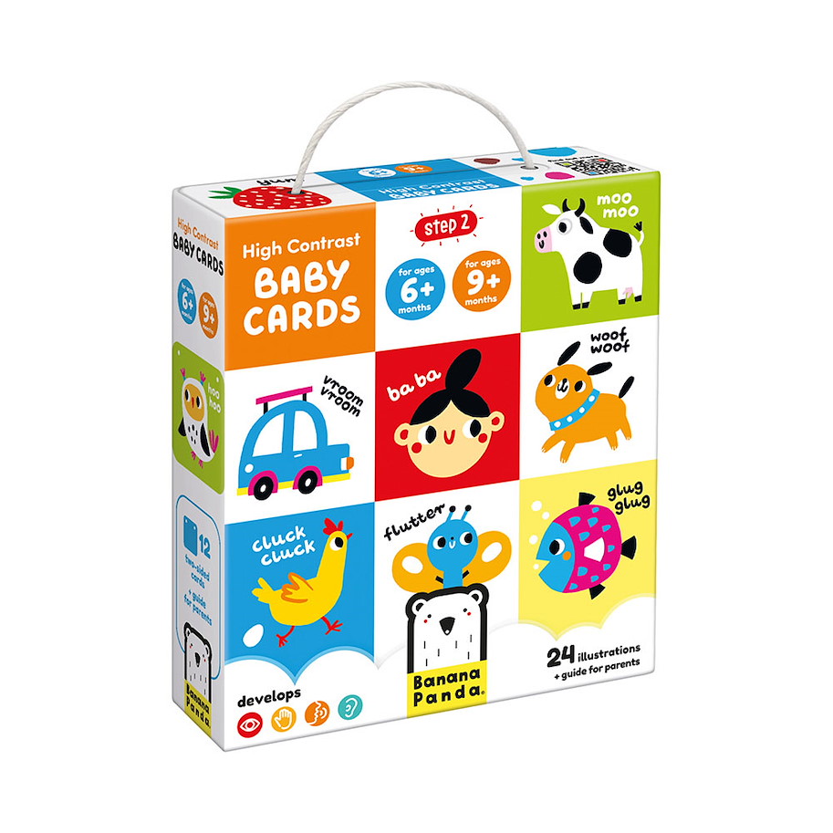 Baby Karten "High Contrast" 6m+ - 9m+ / 12 doppelseitige Karten