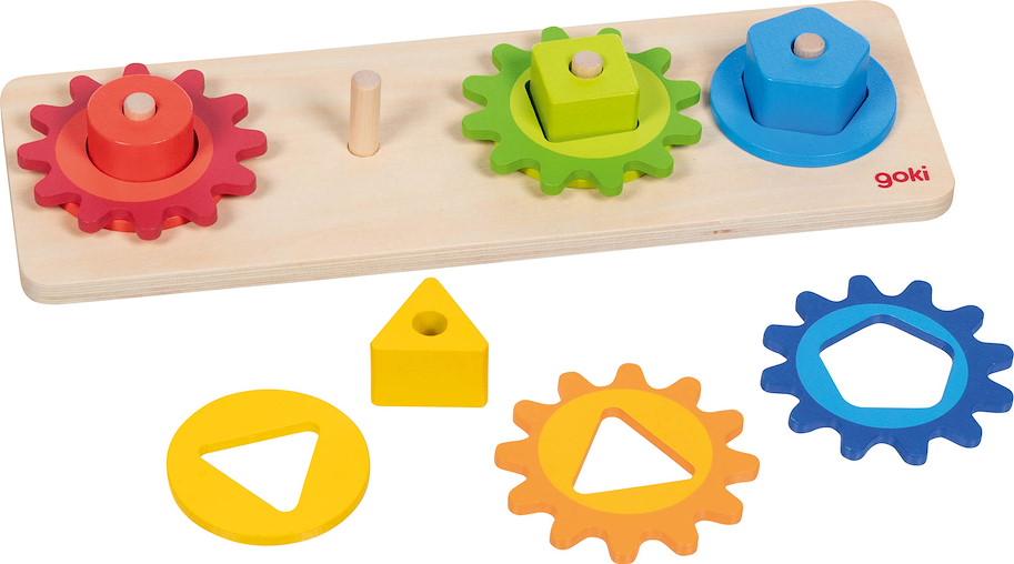 Sortierspiel Formen mit Zahnrädern
