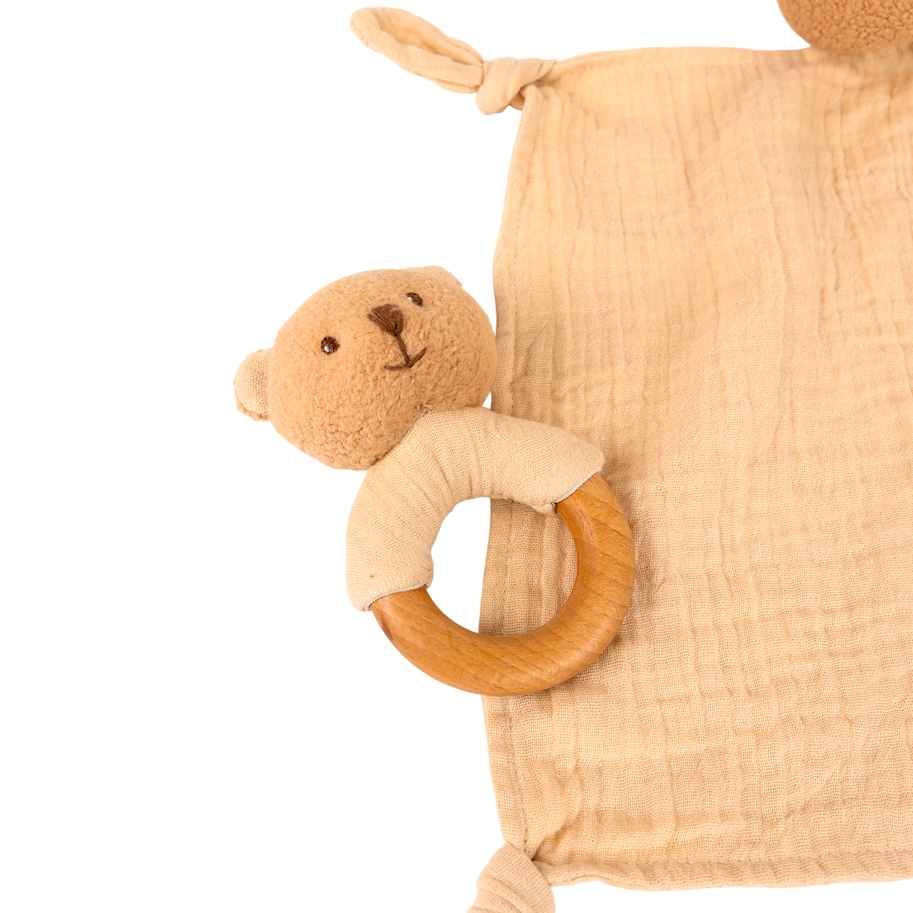 Geschenkset Bär Marcel Schmusetuch & Rassel