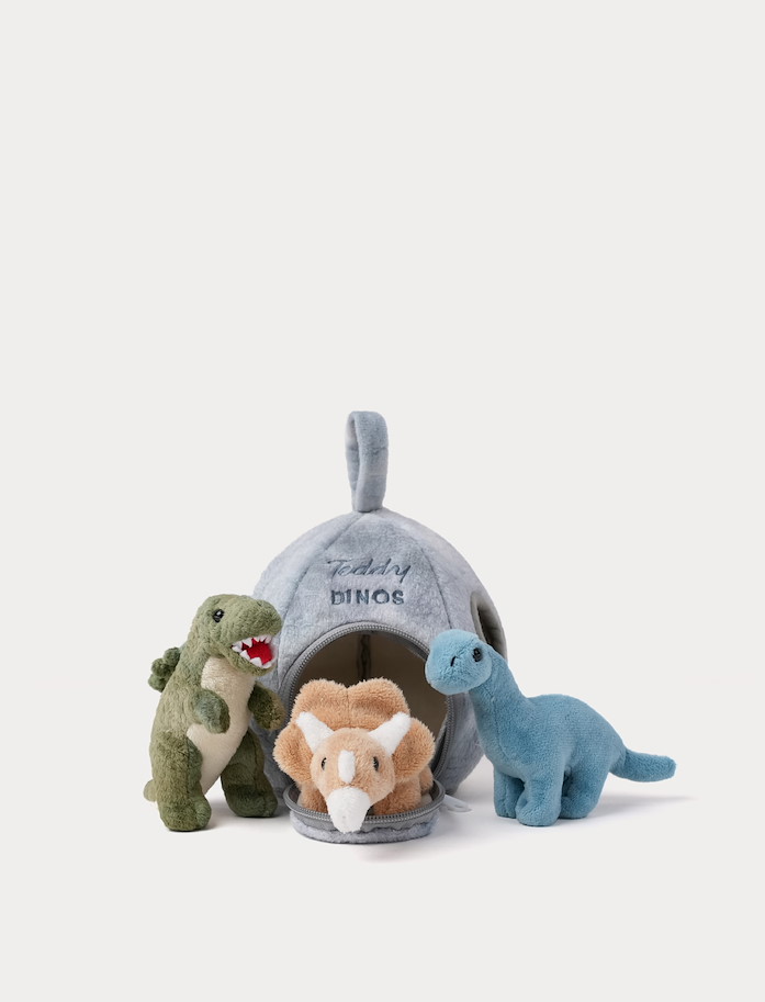 Spielset Dino-Haus mit 3 Plüschdino's