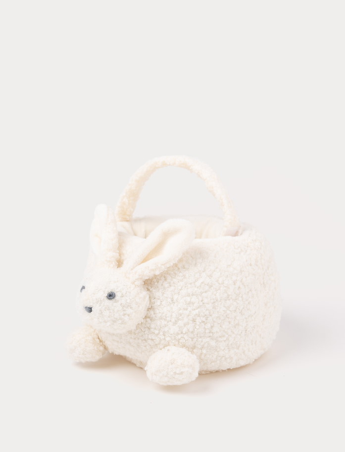 Hasen-Plüschkorb beige