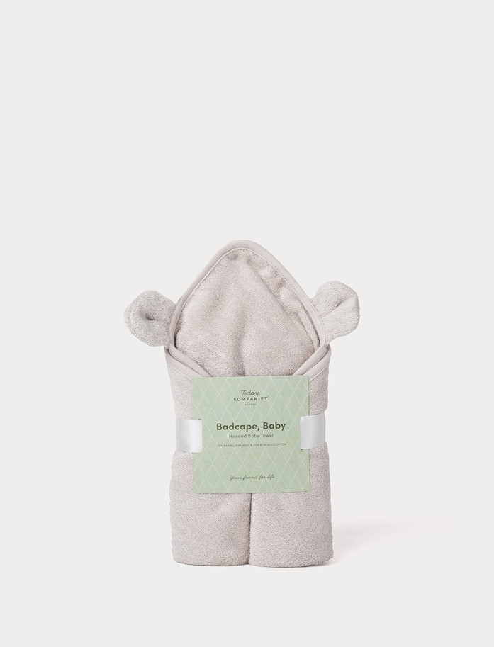 Baby-Kapuzenhandtuch Bambus, Teddy, Grau/Beige