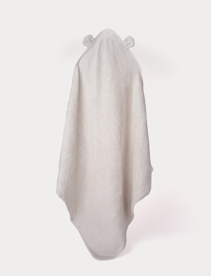 Baby-Kapuzenhandtuch Bambus, Teddy, Grau/Beige