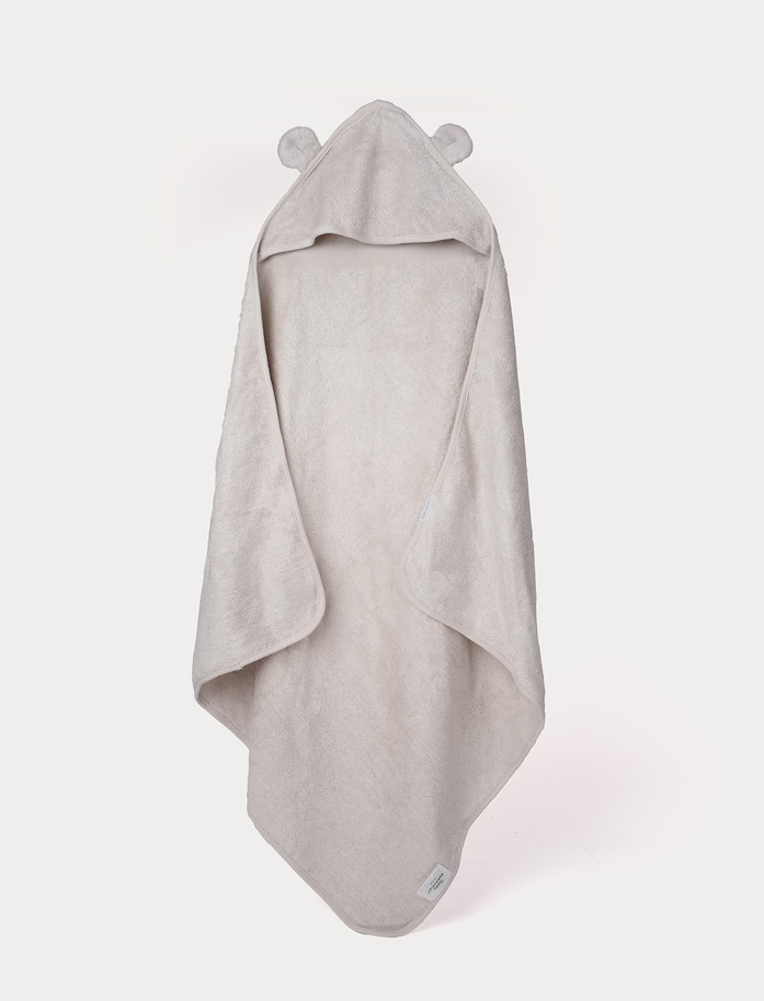 Baby-Kapuzenhandtuch Bambus, Teddy, Grau/Beige