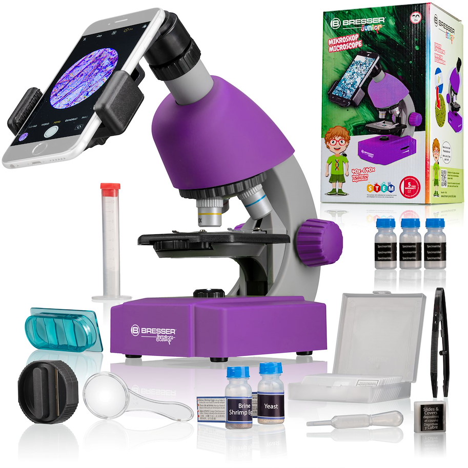 BRESSER JUNIOR Mikroskop 40x-640x lila