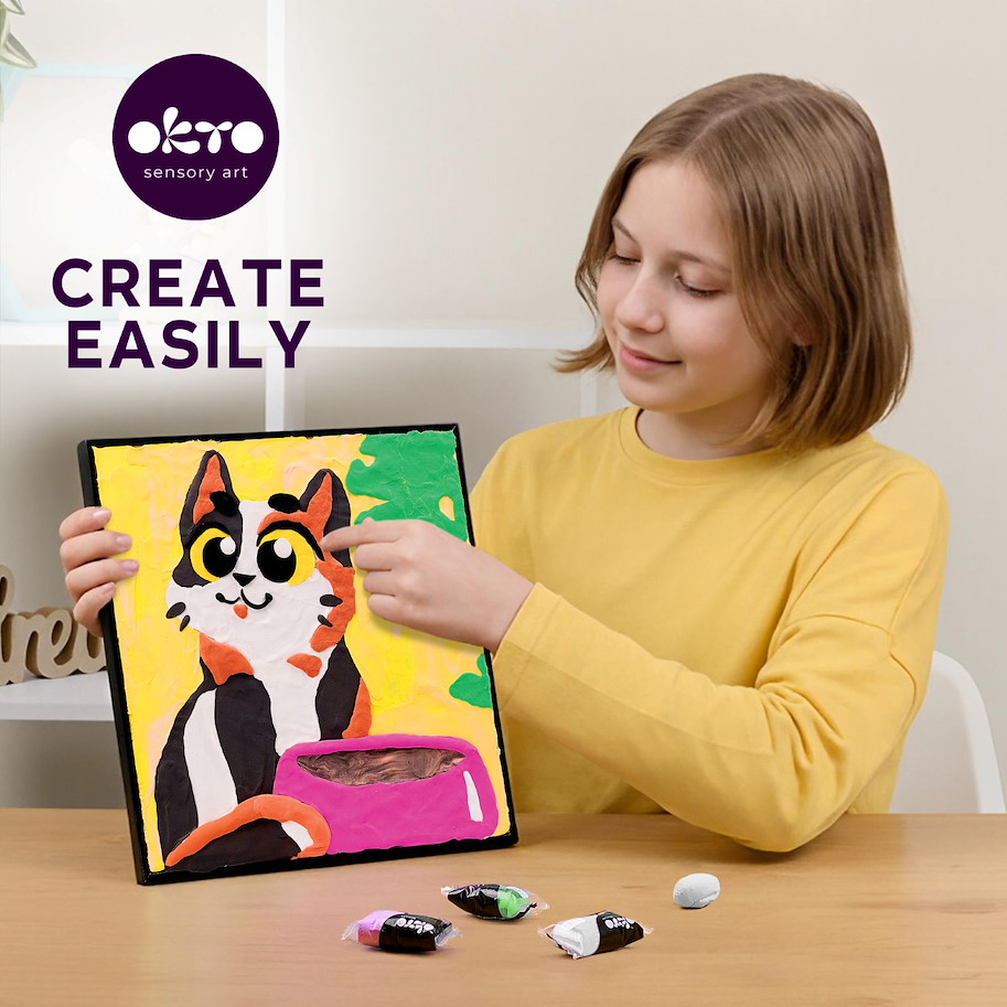 Malen nach Zahlen mit Modelliermasse 'Funny cat'
