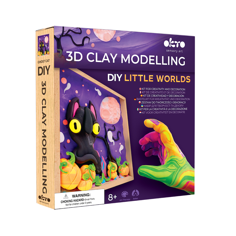Kleine Welt 3D 'Geisterkatze' im Holzkasten