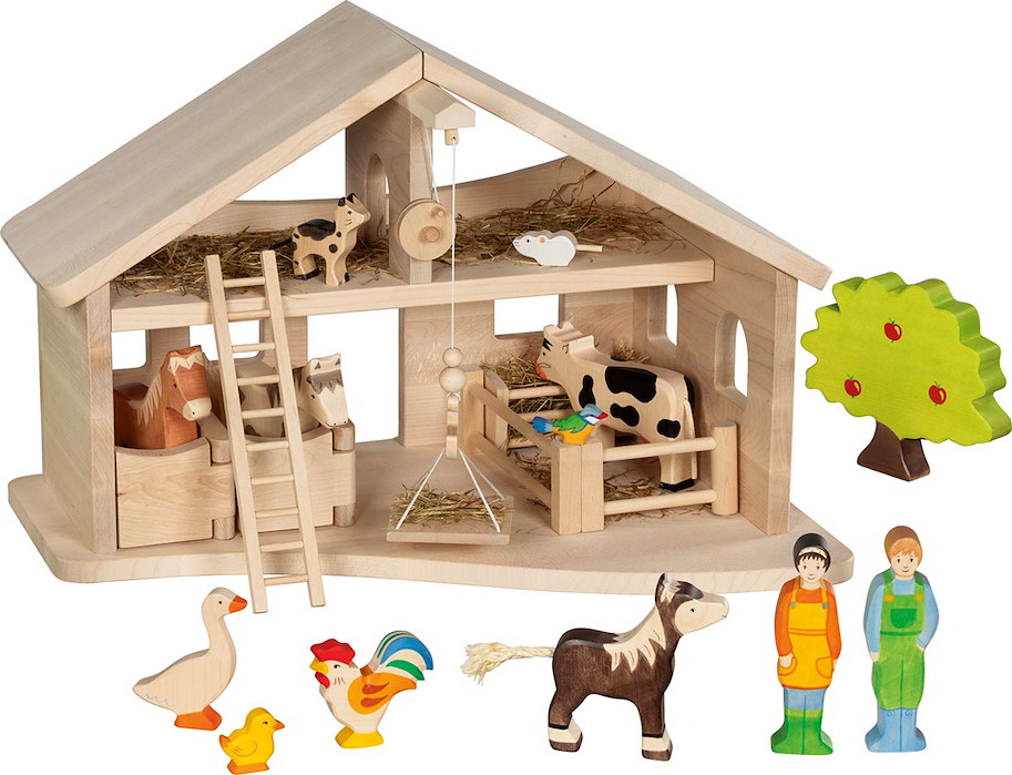 Stall mit Seilwinde, montiert (ohne Figuren, Dekoration)
