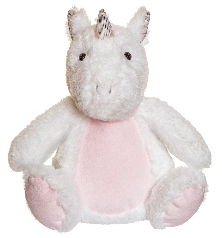 Plüsch Einhorn weiss/rosa sitzend  Glow in the Dark