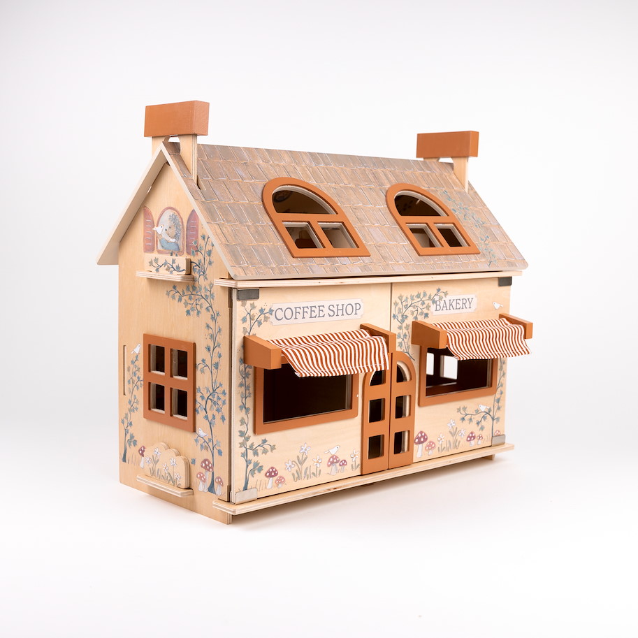 Kaffeehaus & Bäckerei mit Möbeln & 2 Miniatur-Freunden