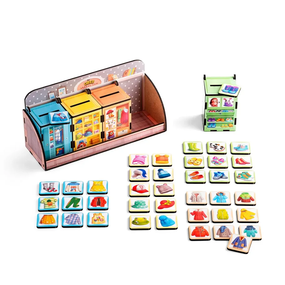 Sortierspiel 'Kleiderschränke mit Kleidung'