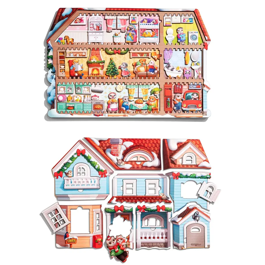 Konturpuzzle 'Katzenhaus'