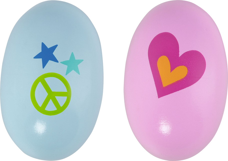 Egg Shaker peace und Herz, 2-fach sortiert, 4er Set, goki 66